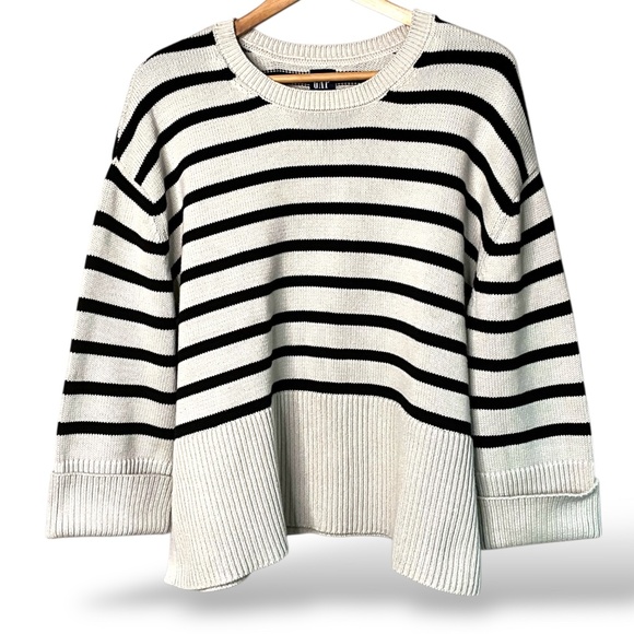 GAP 100% Cotton Chunky Knit Boxy Oversize Pullover Sweater Split Hem Sz L - Picture 4 of 11